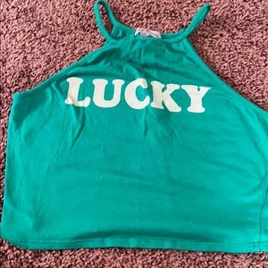 Crop tank LUCKY st. Patrick’s day halter top